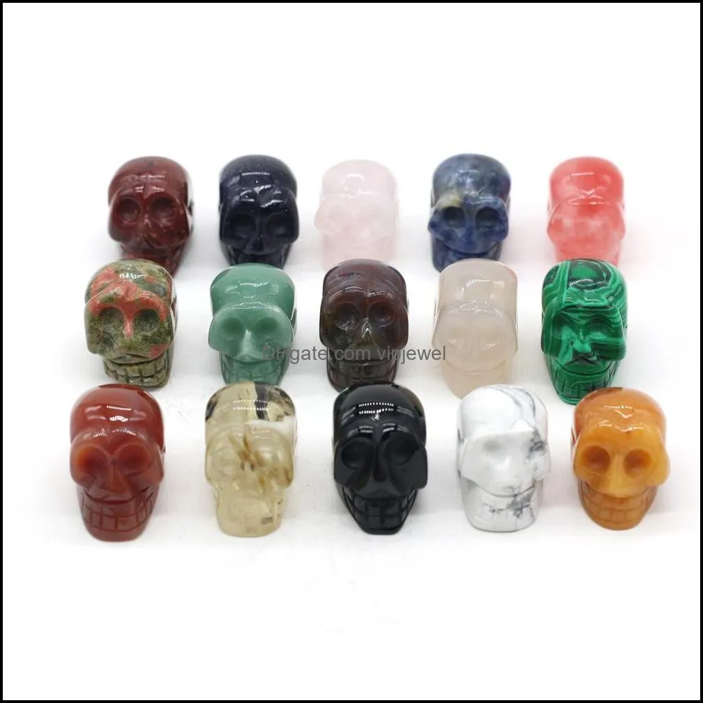 20x30x25mm crystal skull figurine carved skeleton stone statue raw reiki healing energy gemstone ornaments home decor halloween gift vipjewel