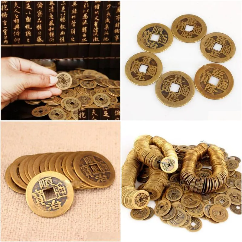 chinese feng shui coins for wealth and success lucky oriental emperor qing old copy coin car decoration fortune coin 10 pieces1