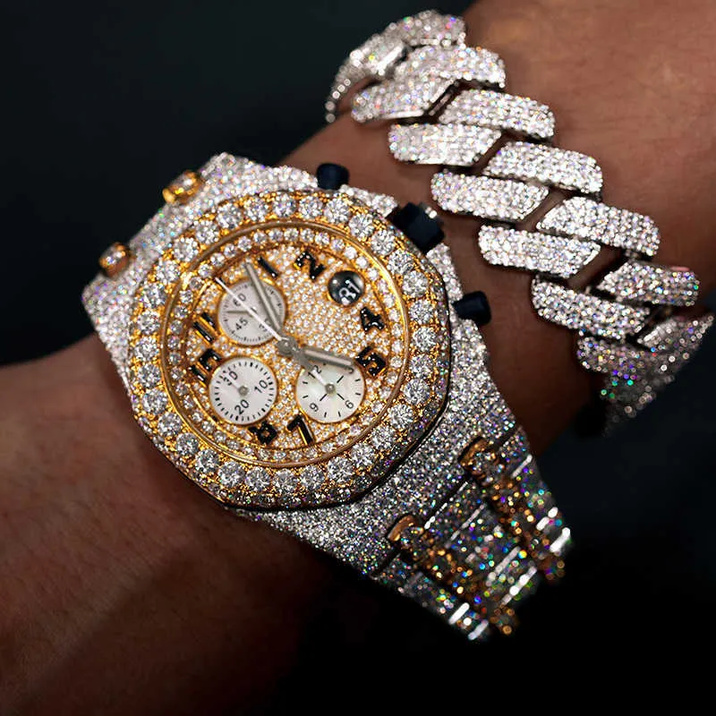 High Quality Fashion Iced Out WatchesMens Wrist Luxury Round Cut Lab Grown Watch Wholesale Hip Hop Rapper WatcFor Men ZT6W