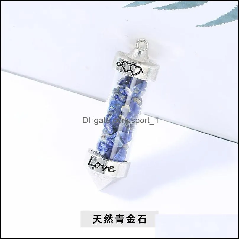 jade gravel stone cone love wishing bottle charms pendants for women men jewelry making diy necklace gift sport1