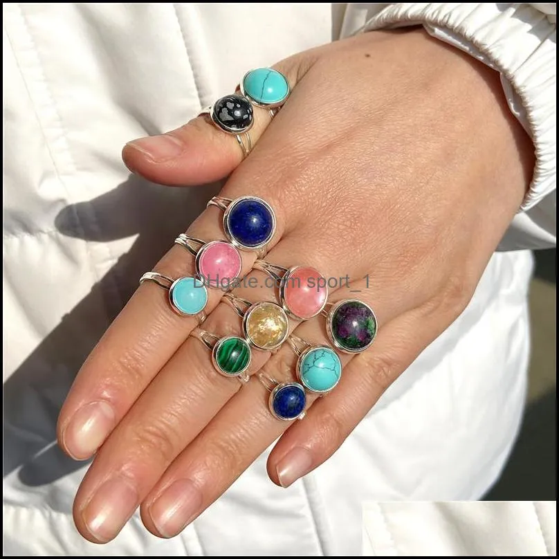 fashion natural stone ring handmade bohemian jewelry gift crystal ring for women birthday party rings adjustabl sport1