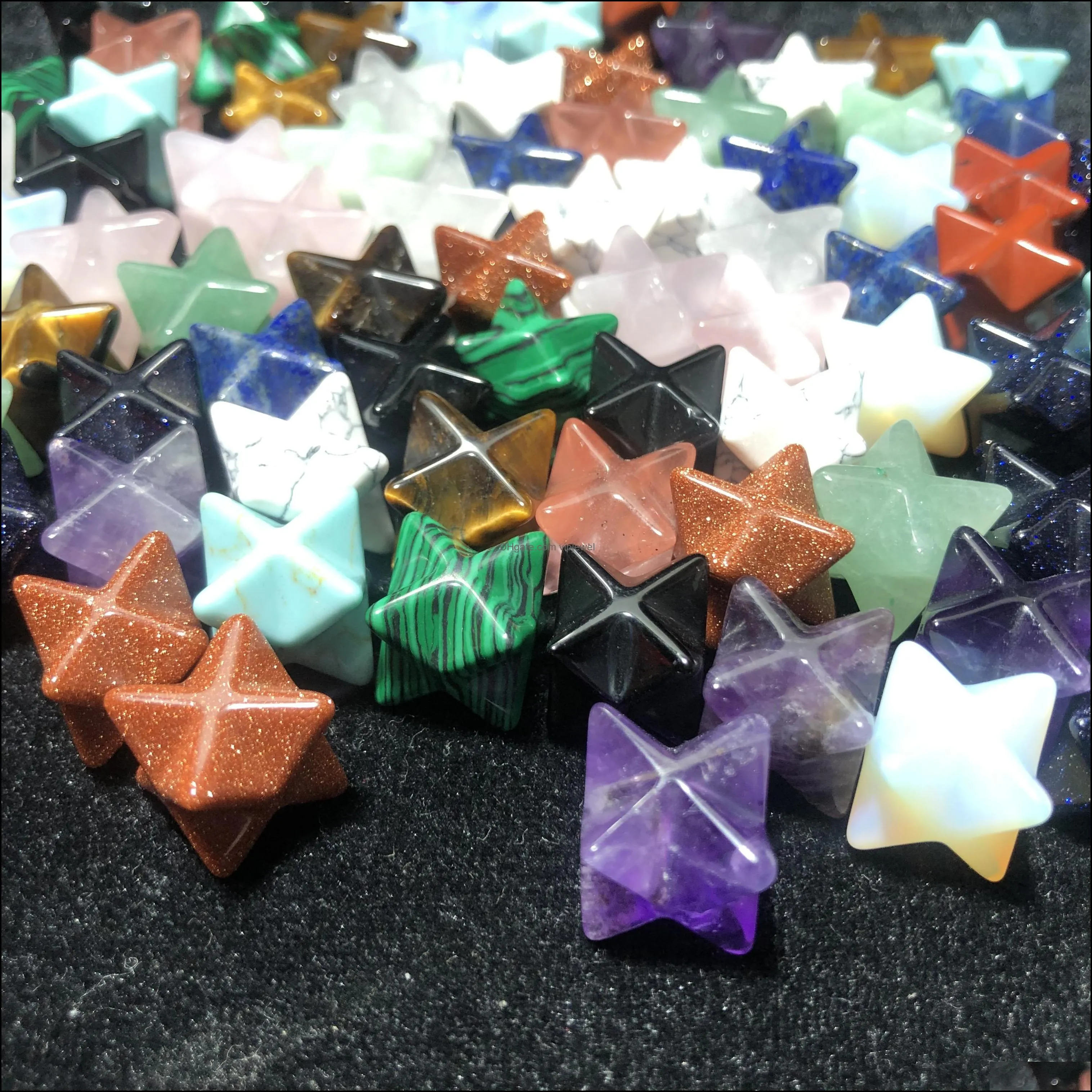 mini merkaba hexagram star qaurtz chakra stone crafts energy healing reiki crystal hand play home decoration stone handicraft vipjewel