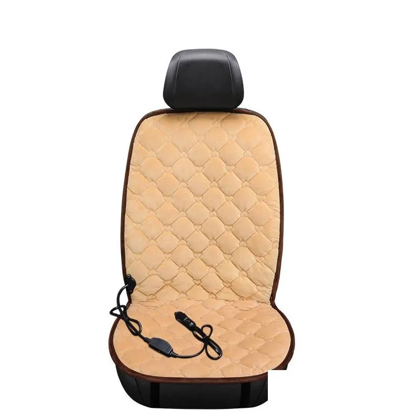 new heating car seat cover 12v heated auto front seat cushion plush heater winter warmer control electric heating protector pad1