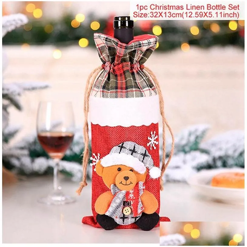 christmas decorations wine bottle cover merry decor for home 2021 navidad noel ornaments xmas gift happy year 2022