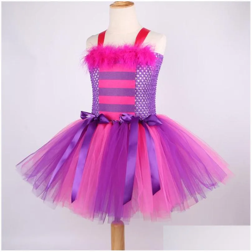 cheshiree cat tutu dress for girls halloween costumes kids animal dresses with headband princess girl birthday party outfits 220423