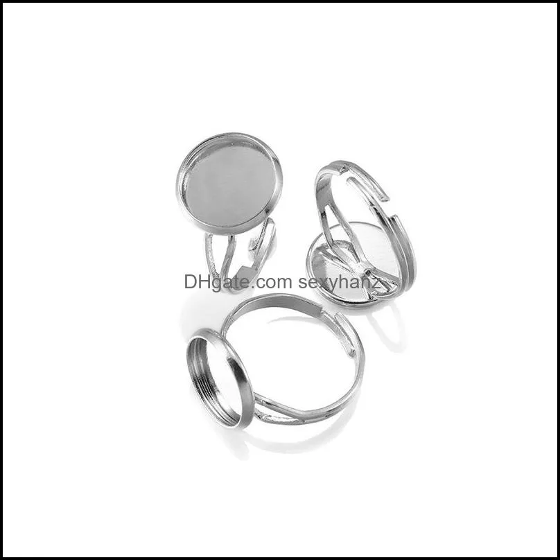 adjustable blank ring base fit dia 10mm stone glass cabochons cameo settings tray diy jewelry making ring sexyhanz