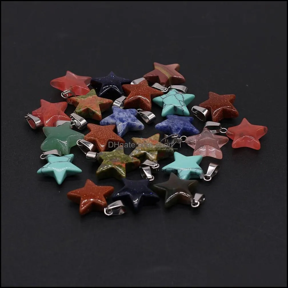 natural crystal five point star shape stone charms handmade pendants for necklace earrings jewelry makin sport1