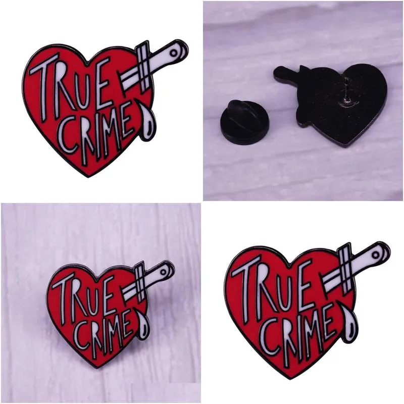 true crime enamel pins serial killer murder stories badge knife into the heart brooch