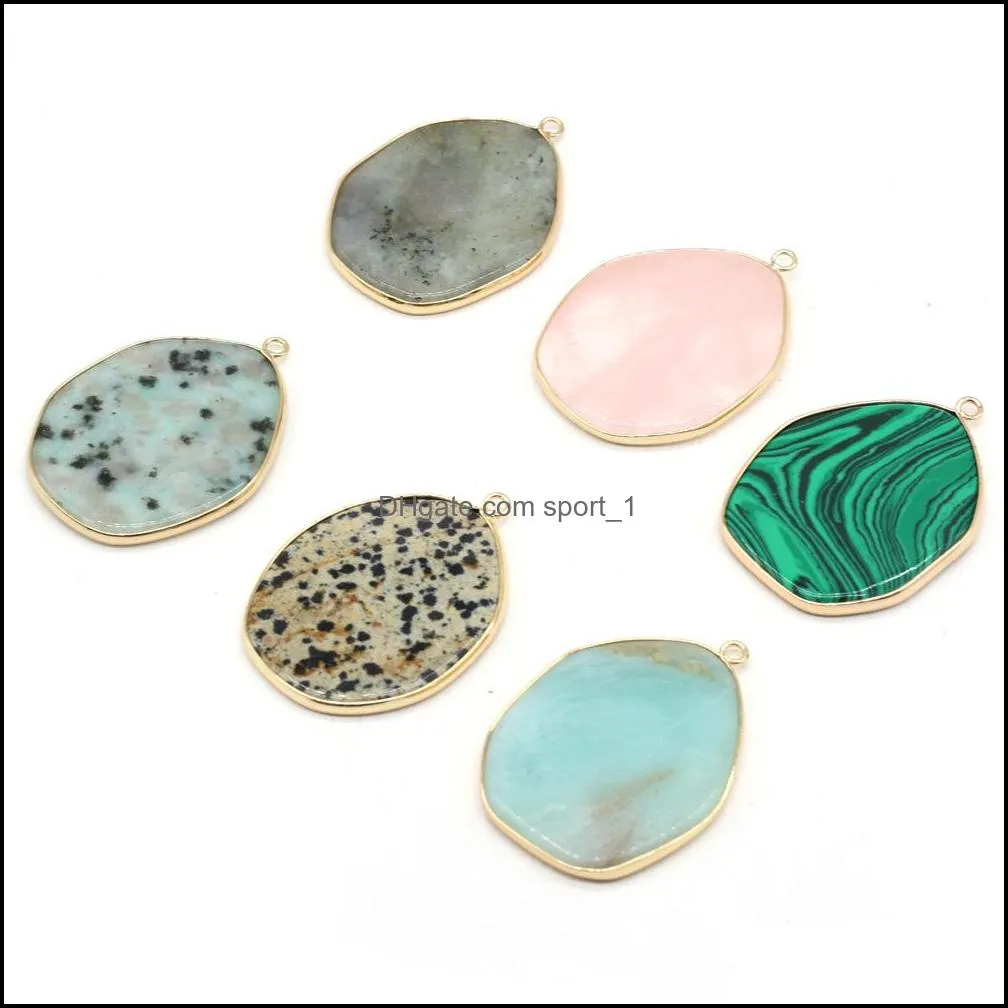 irregular healing labradorite amazonite turquoise stone charms rose quartz crystal pendant diy necklace women fashion jewelry sport1