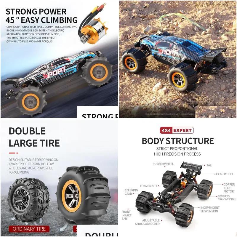 110 scale 2.4g rc car high speed remote control offroad vehicle 4wd 70km/h brushless truck electric car model toys child gift 220218