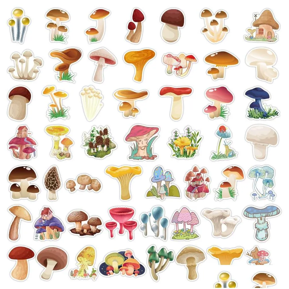 50pcs graffiti skateboard stickers retro mushroom for car baby scrapbooking pencil case diary phone laptop planner decoration book album kids toys diy