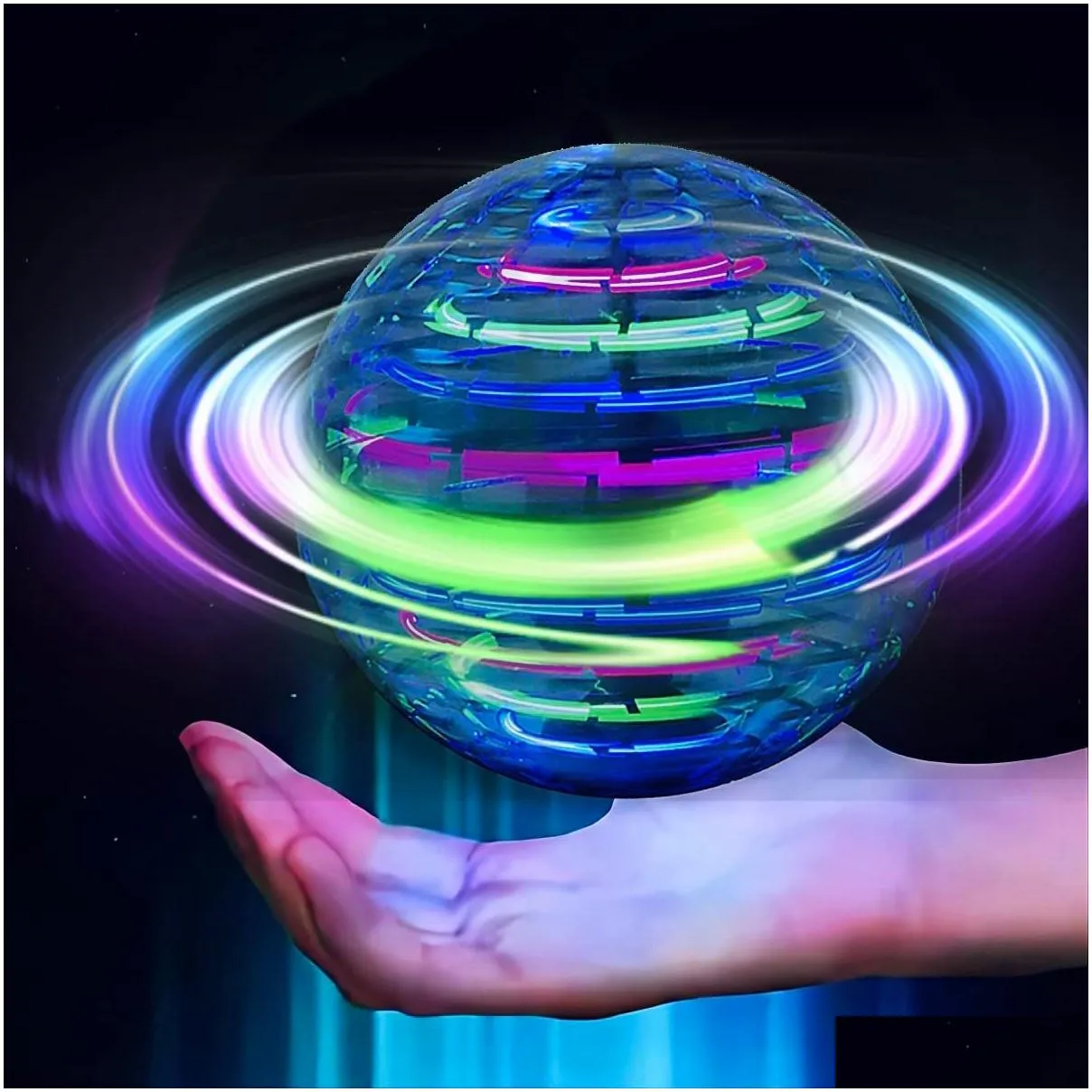 magic balls flying ball toy mini drone globe 360ﾰ rotating builtin rgb light hover spinner space orb for kids adts indoor outdoor dr