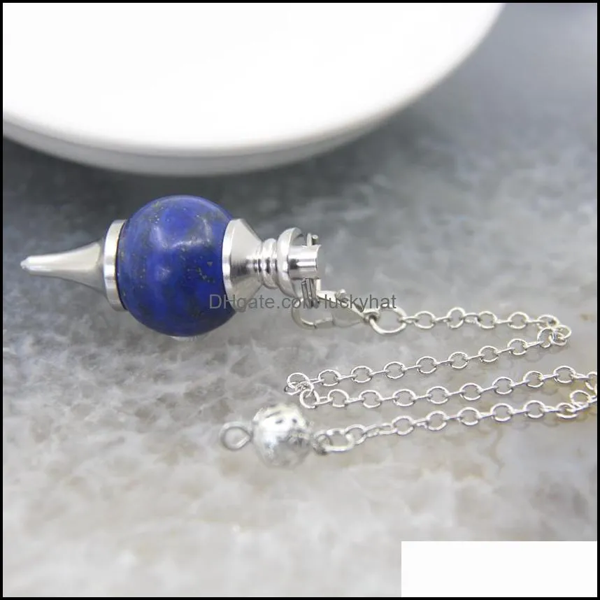 natural rose quartz labradorite pendulum pendant for dowsing divination round beads stone crystal cone pendants pendulos jewelry