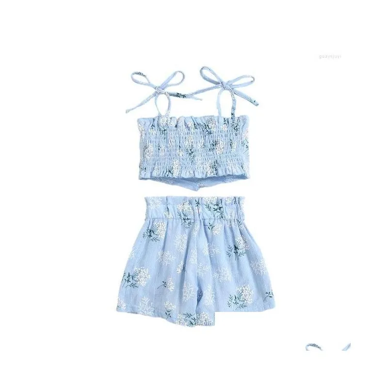 clothing sets fashion baby girls floral print clothes set irregular hem sleeveless cropped tops short pants for summer 6m4t