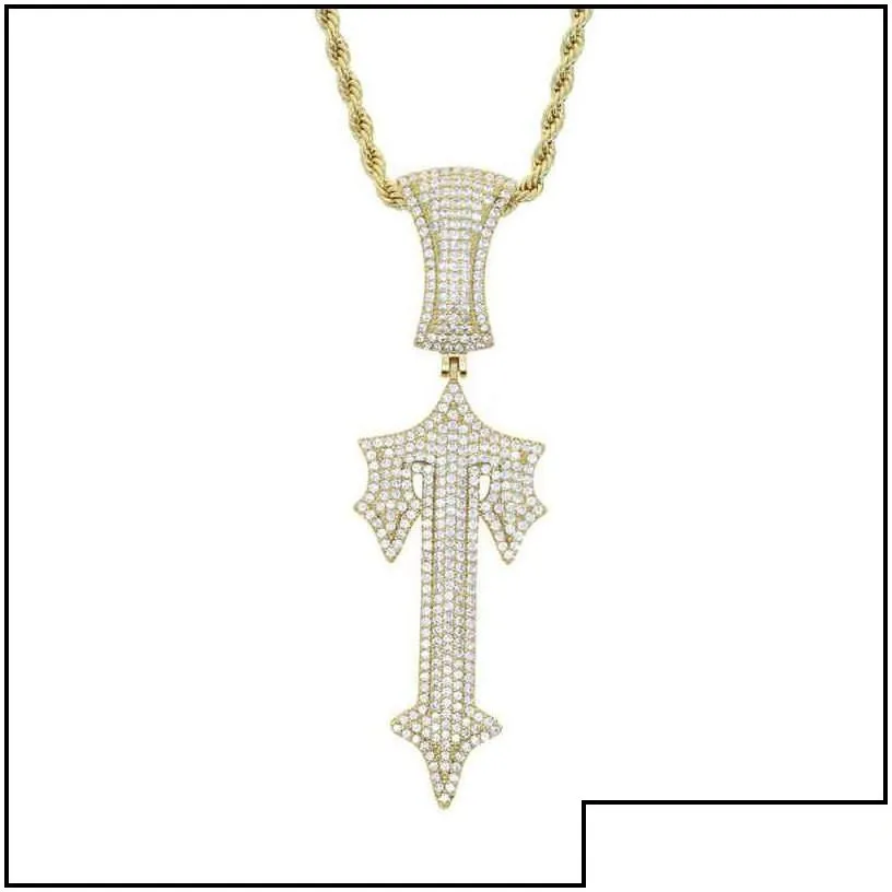 pendant necklaces trapstar london hip hop cross pendant inlaid zircon  rap style wearable tennis chain cuba drop delivery 2022 jew