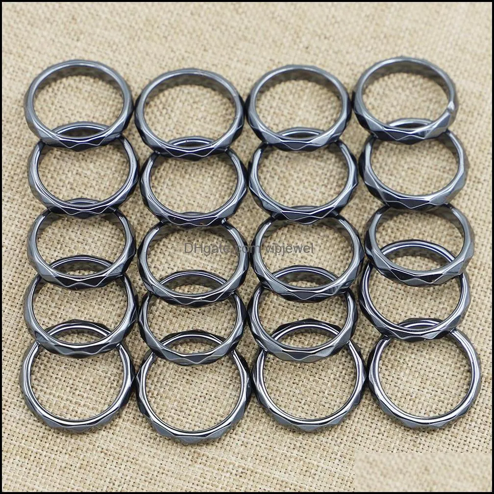 4mm band natural stone hematite rings black gallstone couple nonmagnetic aneis health care radiation protection gif vipjewel