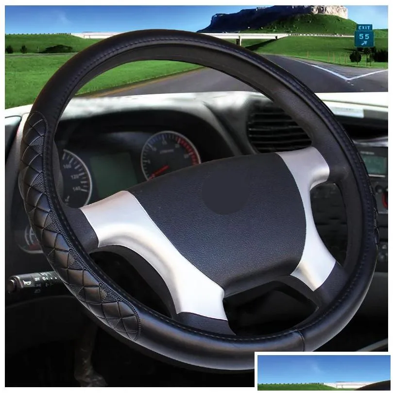 pu leather auto steering wheel cover bus truck car for diameters 36 38 40 42 45 47 50 cm 3d nonslip wearresistant car styling1
