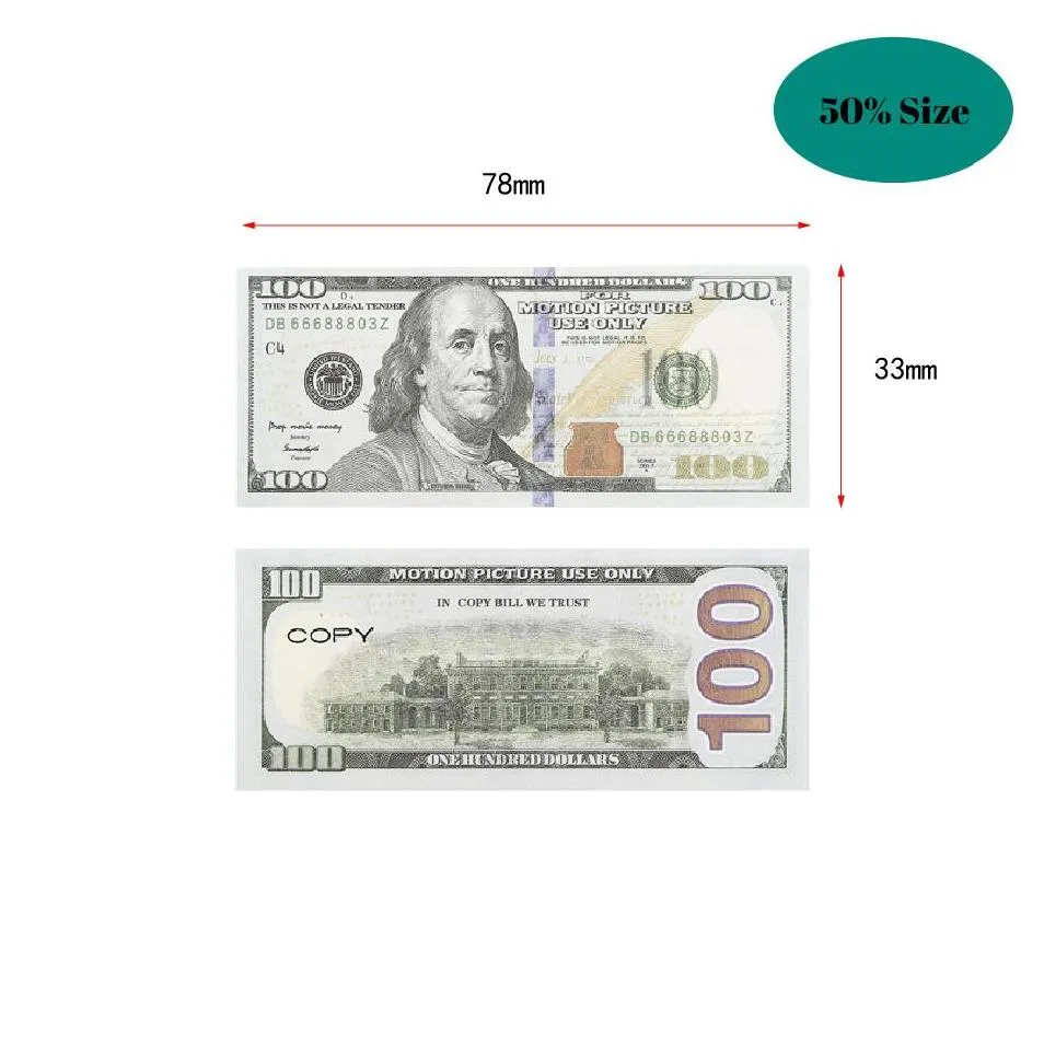 replica us fake money kids play toy or family game paper copy banknote 100pcs/pack