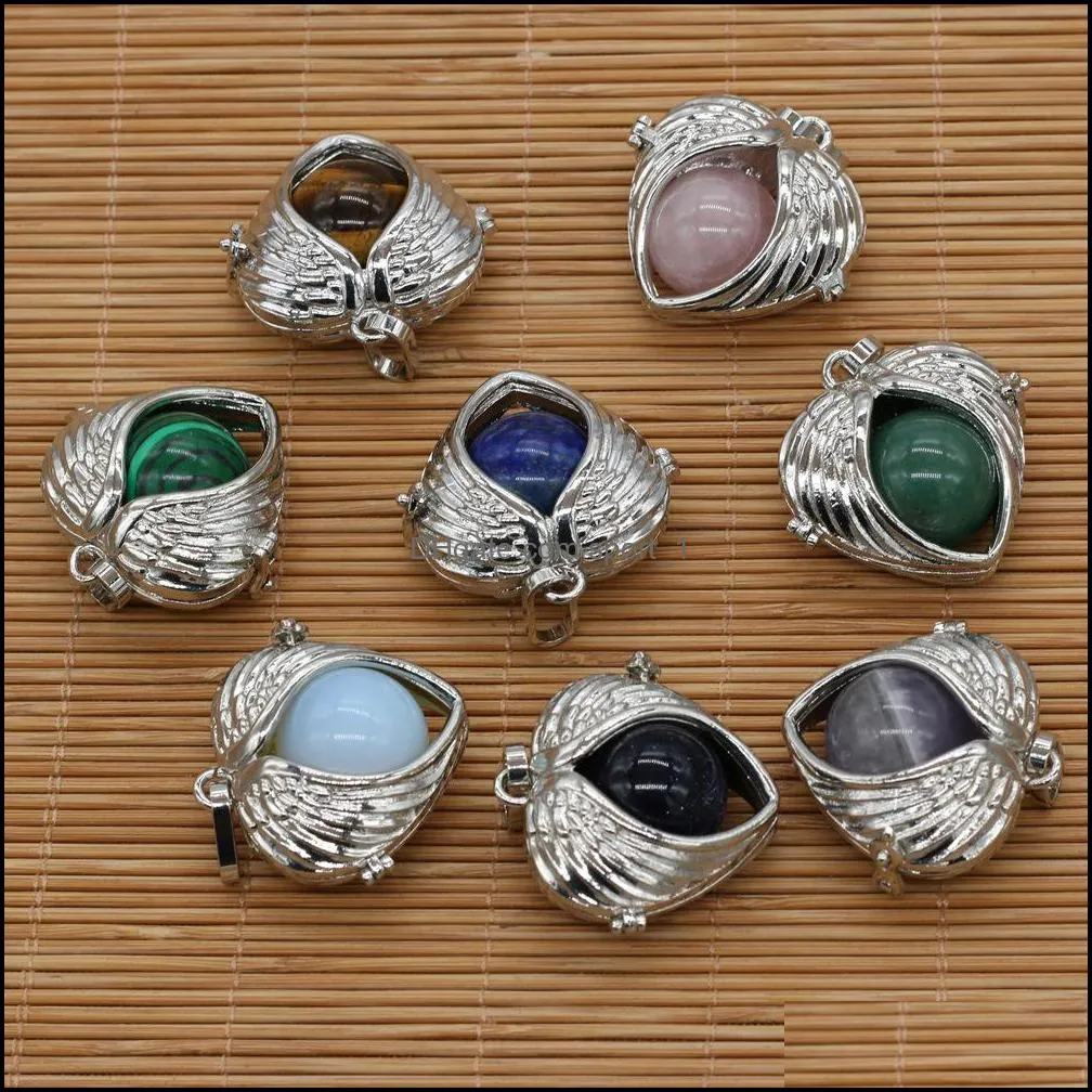 natural stone ball chakela heart charms seven chakras reiki healing chakra rose quartz crystal pendant for necklace jewelry mak sport1