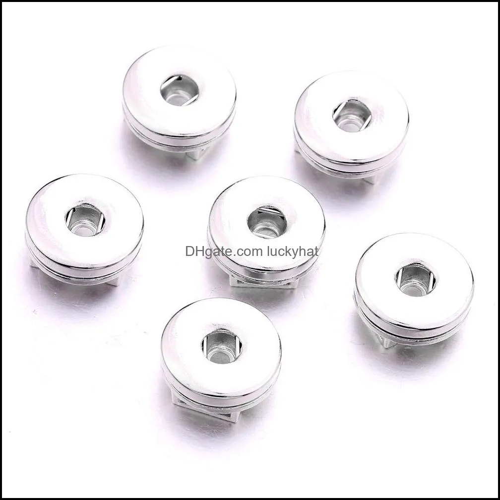 silver metal 18mm ginger snap button base pendant charms for diy snaps buttons leather bracelet jewelry accessorie