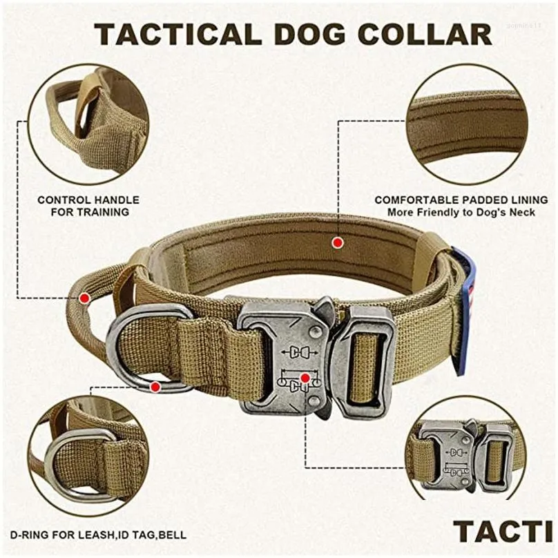 dog collars military tactical collar with control handle adjustable nylon for medium large dogs german shepard walking training