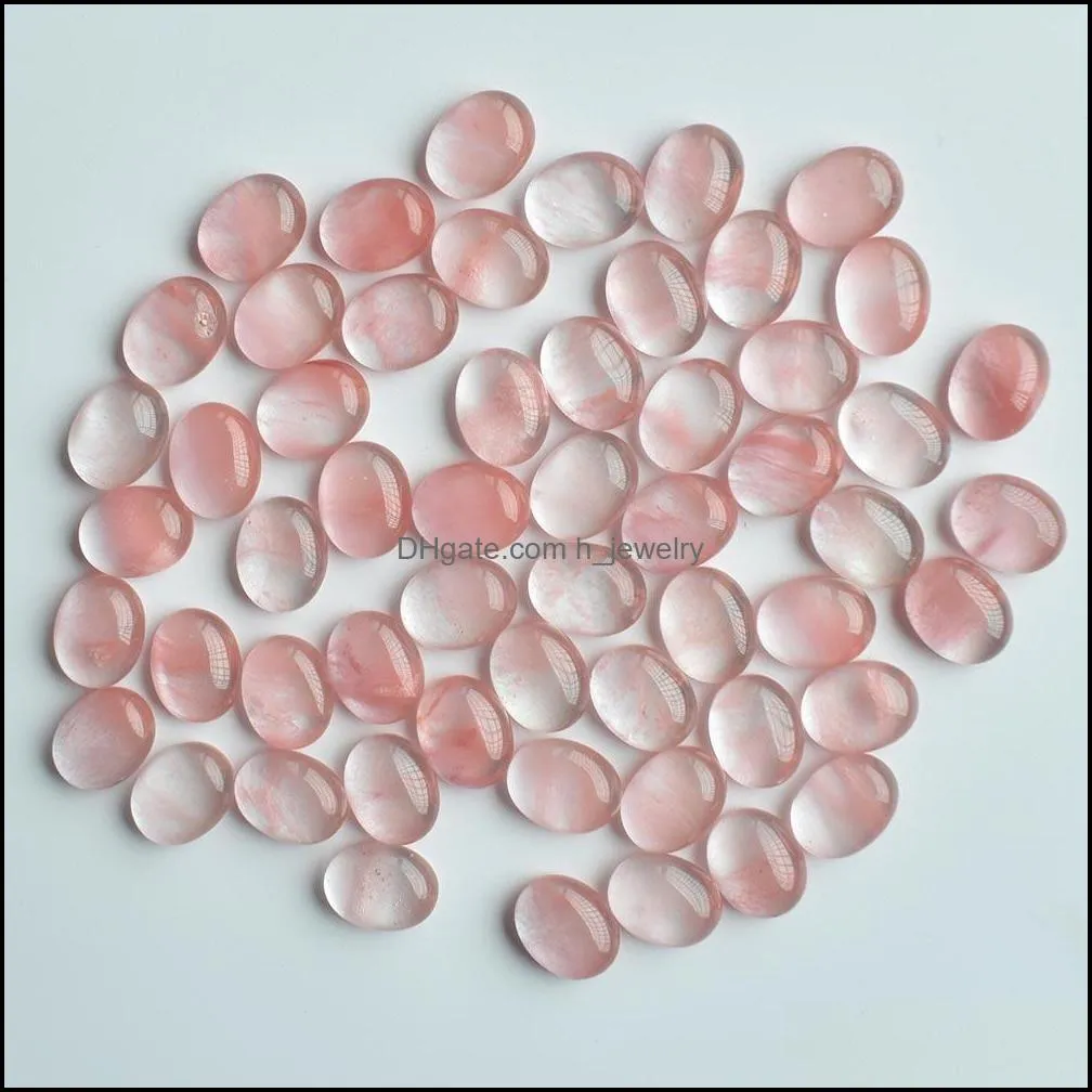 natural stone 8x10mm oval loose beads opal rose quartz tigers eye turquoise cabochons flat back for necklace ring earrrings jewelry