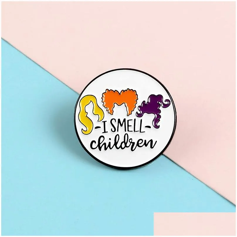 cute small round witch funny enamel brooches pins for women christmas demin shirt decor brooch pin metal kawaii badge fashion jewelry