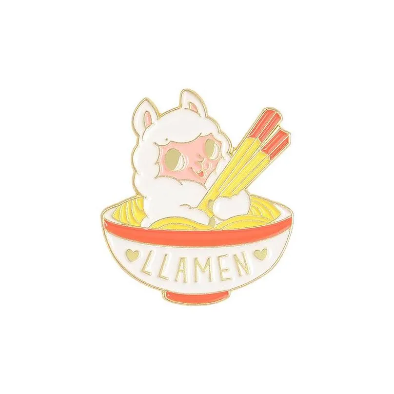 ramen noodles llamen pin cute no face womens accessories enamel pins bag badges brooches clothes label pin