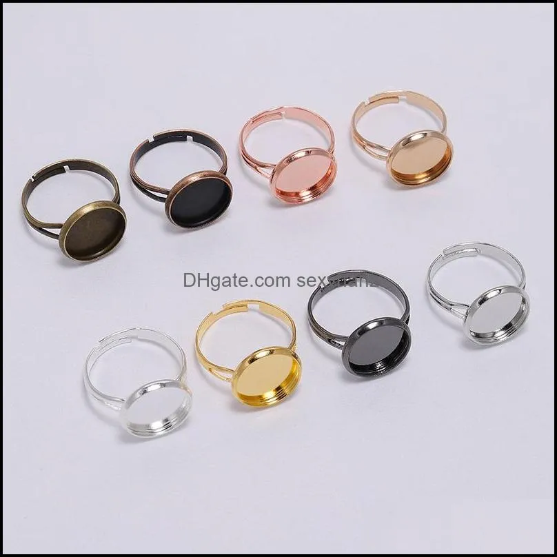 adjustable blank ring base fit dia 10mm stone glass cabochons cameo settings tray diy jewelry making ring sexyhanz