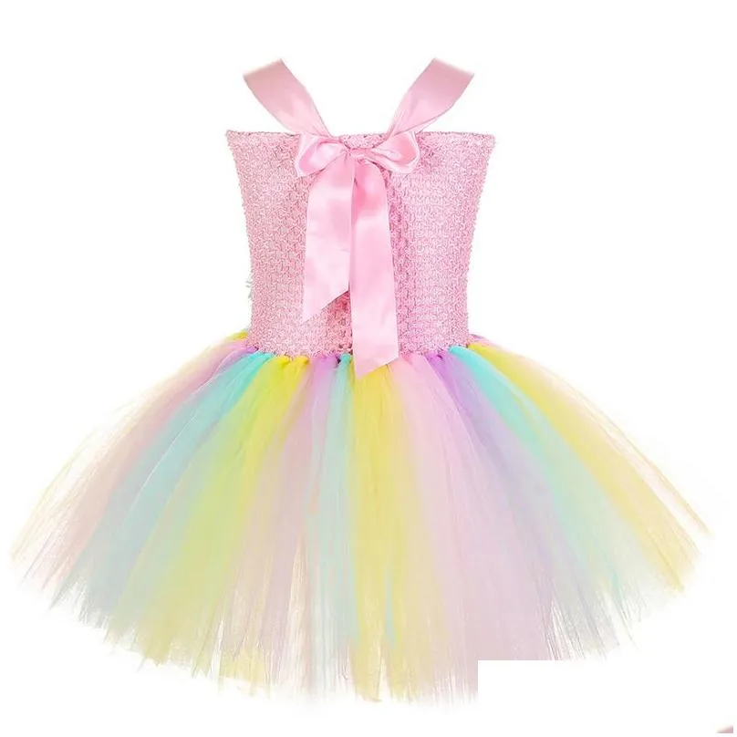 girls dresses pastel trolls costumes magic fairy tutu dress with hair bow kids halloween fancy dresses children cosplay tulle outfit