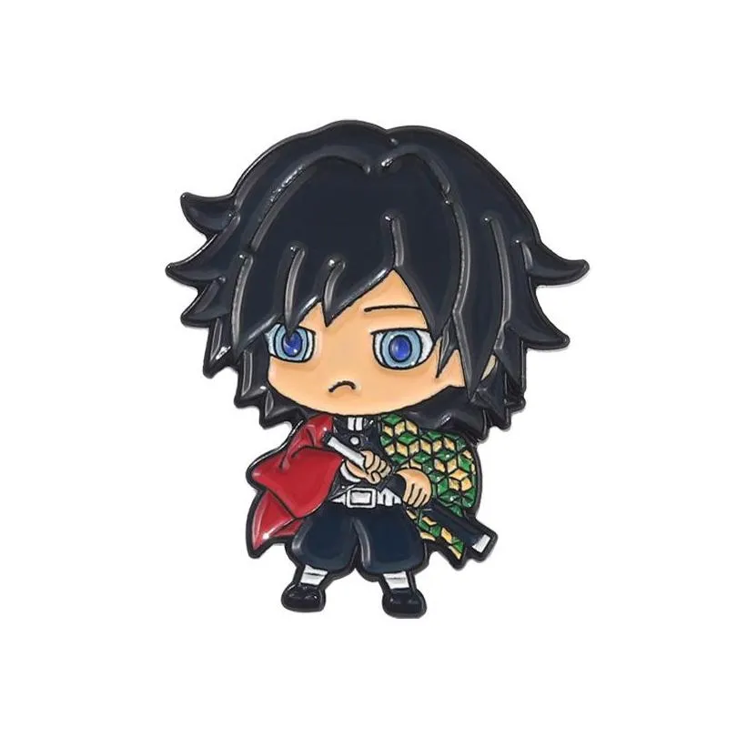 demon slayer chibi enamel pin custom brooch tanjirou nezuko zenitsu inosuke giyuu lapel badge cartoon jewelry gift for fans