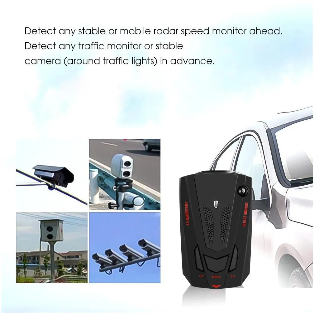 2019 car laser speed camera detector alarm 16 band detection cardetector voice warning black red blue1