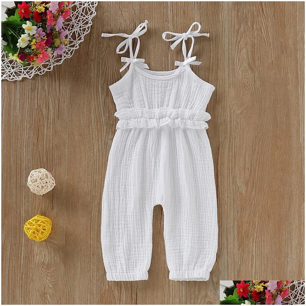 mikrdoo newborn infant baby girl bodysuit summer cute clothes straped ruffle romper cute solid color jumpsuit for 024 months