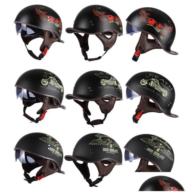 motorcycle helmet half face vintage retro german scooter safety protection gear casco moto motorbike crash helmets