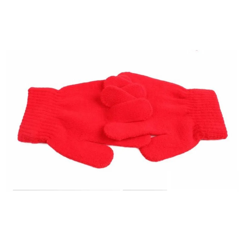 winter warm baby gloves children knitted stretch mittens kids solid girls gloves full finger glove knitted random boys gloves