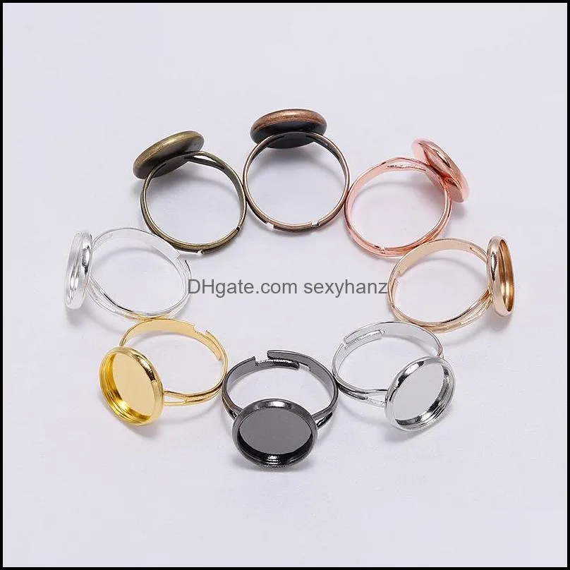 adjustable blank ring base fit dia 10mm stone glass cabochons cameo settings tray diy jewelry making ring sexyhanz