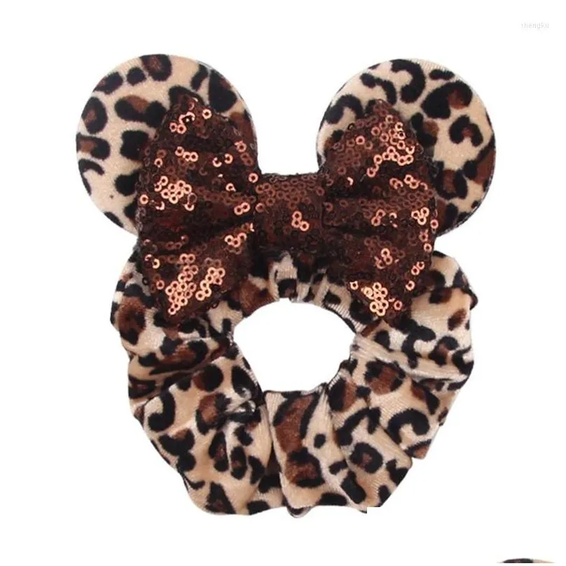 hair accessories 2023 s christmas mouse ears sequins bows headband women velvet scrunchies bands for girls party diy