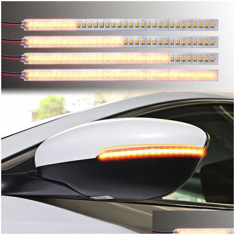 28/32 led warning strip tape signal stickers dynamic sequential side mirror turn lights flashing indicator amber interior external