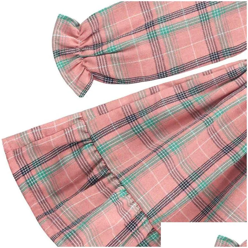 big girls dress plaid pattern dresses long sleeve for teenage girl costume 6 8 10 12 14 220210