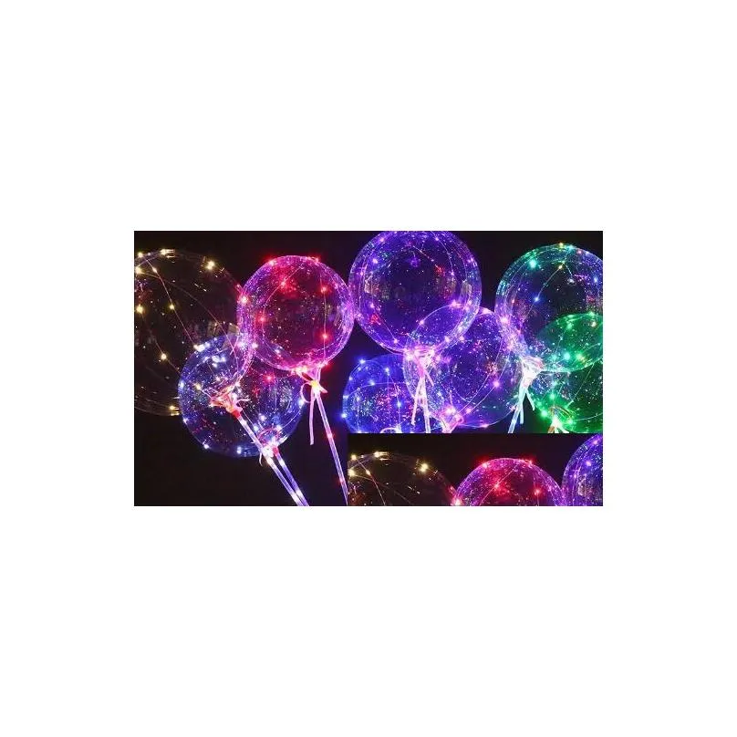 luminous led balloon transparent colored flashing lighting balloons with 70cm pole wedding party decorations holiday supply cca8166