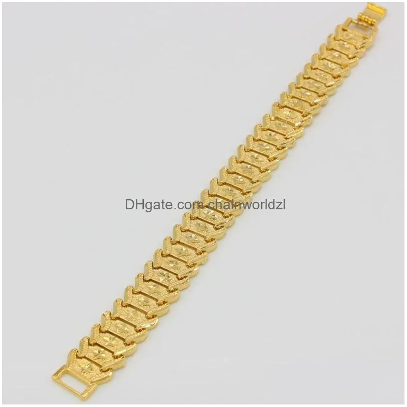 link chain dubai bracelet for men women 24k gold color width 21cm 16mm hiphop ethiopian/african/arab jewelrylink