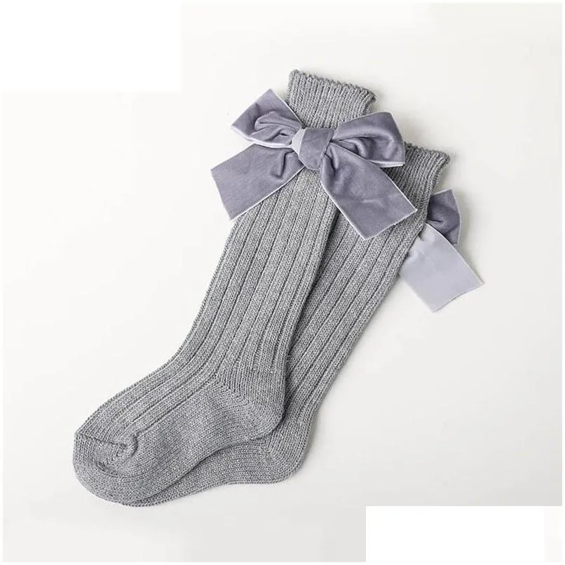 fashion bows girls socks cotton princess girls designer stockings baby socks girls knit knee high socks kids sock toddler stockings