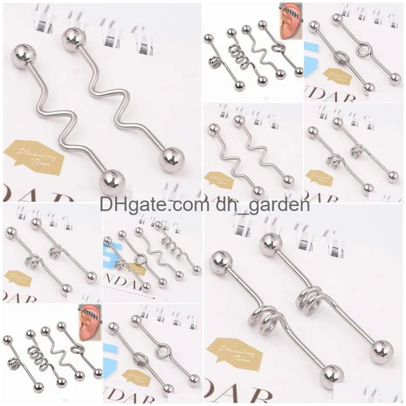 wholesale fashion surgical steel industrial barbell multicolor ear plug body piercing jewelry