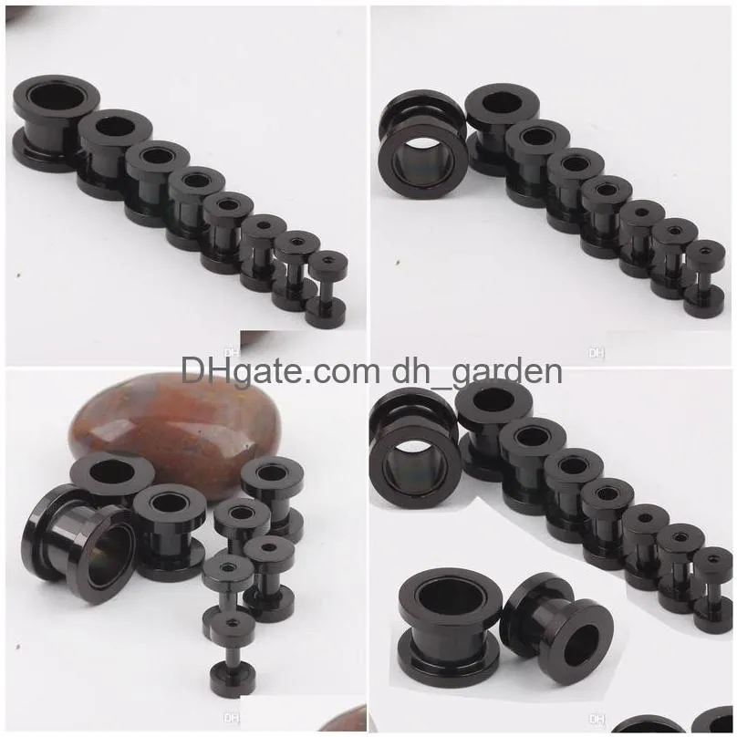 100pcs/lot mix 210mm stainless steel screw black ear plug flesh tunnel piercing body jewelry