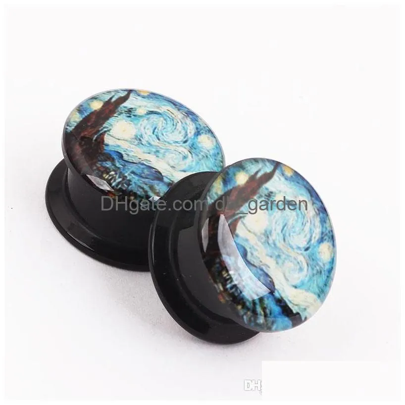 screw fit plugs acrylic edward munch art der schrei ear gauge plug and tunnel ear stretcher expander