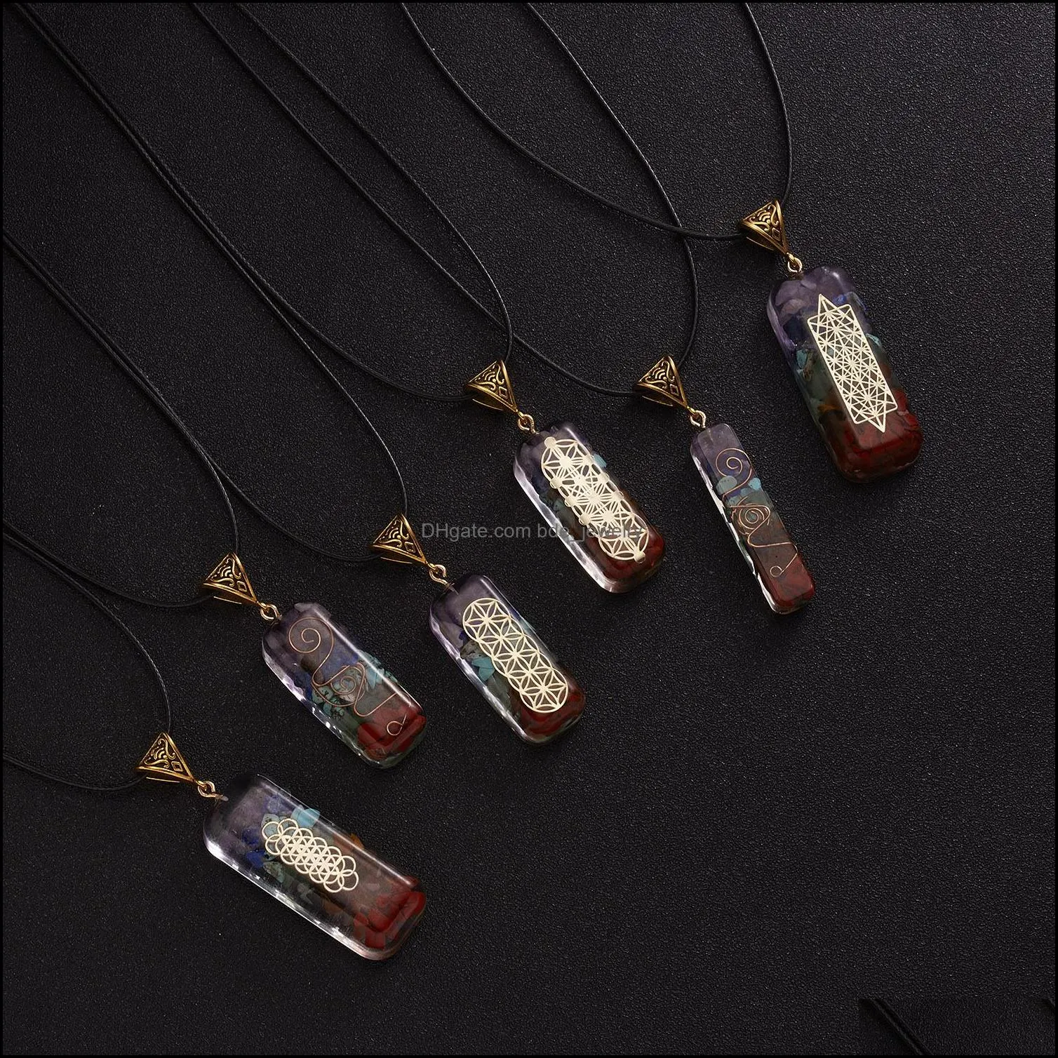 meditate pendulum chakra pendant healing crystal stone quartz necklaces jewelry fashion energy pendants yoga rope chain wholesale