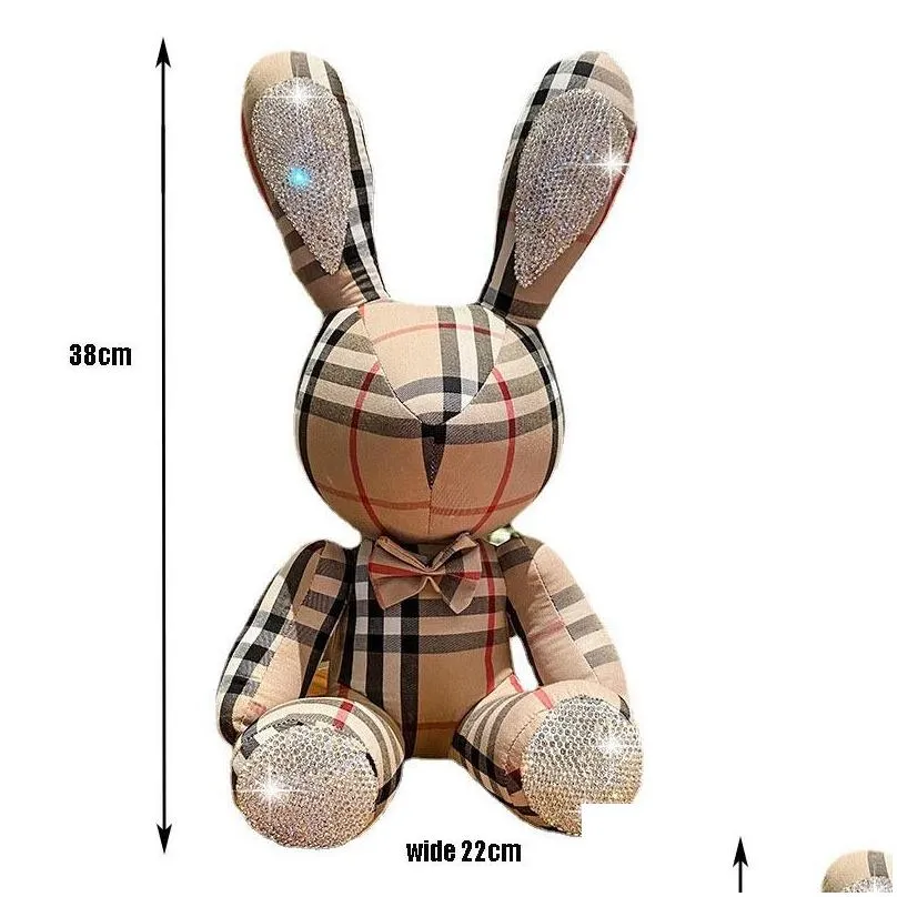 cute diamond inlaid rabbit plush toys 38cm bunny diy doll ornament creative gifts accompany xmas birthday toys for children 220217