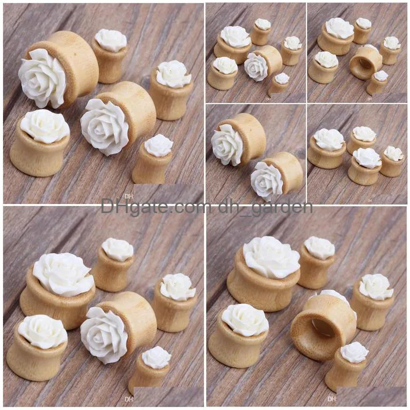 bamboo hollow flesh tunnel with flower for wholesales body jewelry facotry sales piercing stretcher