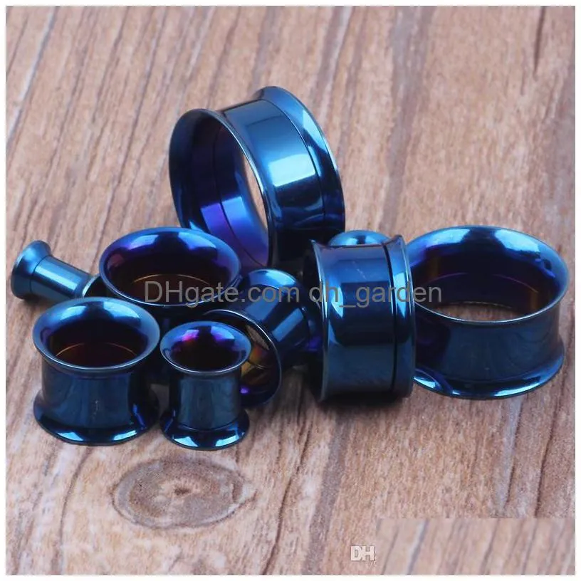 mix 520mm 144pcs/lot stainless steel plated titanium blue color internally ear plug tunnel gauges