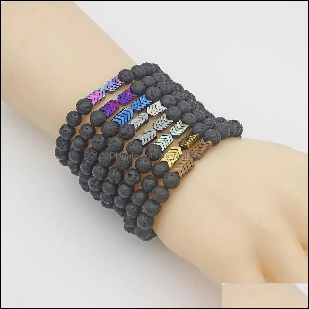 8colors magnet arrow black lava stone bracelet diy aromatherapy  oil diffuser bracelet for women men